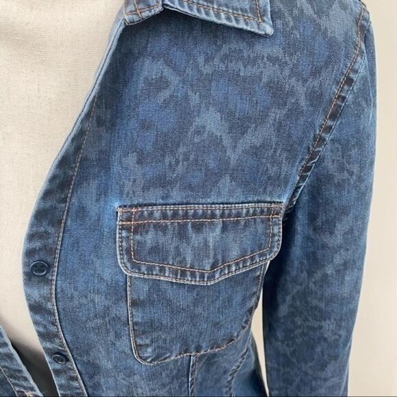 Ecru tencel soft jean looking like button down shirt with rolled up sleeves sz M - Picture 6 of 7